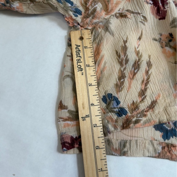 Earthbound Floral Boho Romper Puff Sleeve Button Front Women M - Picture 5 of 11